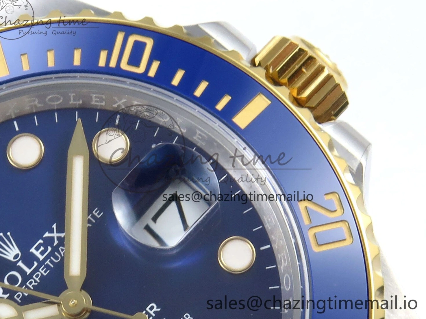 Best AAA Replica Sites Submariner YG Steel Bracelet 374 904L Dial 1:1 on Best Oyster Blue SH SS Edition Seasonal ARF SS YG 126613LB 0115